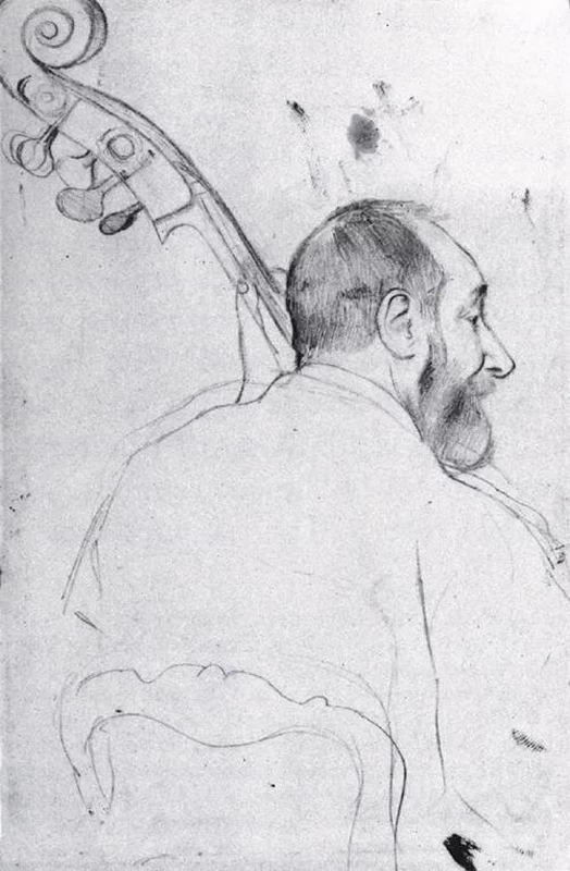 Ritratto di Monsieur Gouffé suona il contrabbasso